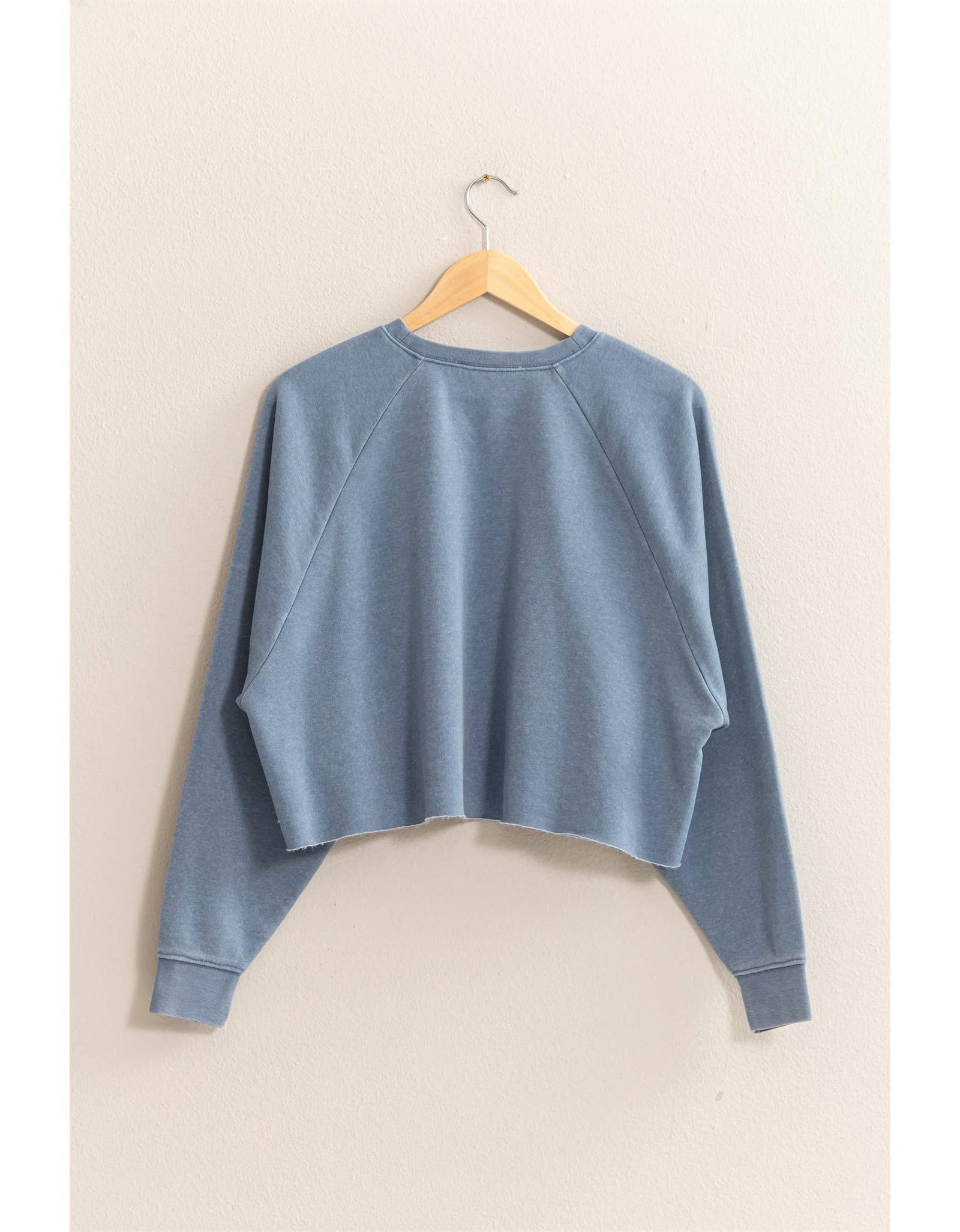 DZ25A138-Raw Hem Cropped Sweatshirt