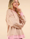 NT11927-Stripe Comfy Casual Oversized Knit Top