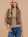 COLLARED ZIP UP CROPPED PUFFER VEST